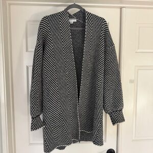 HYFVE Black and White Chevron Cardigan